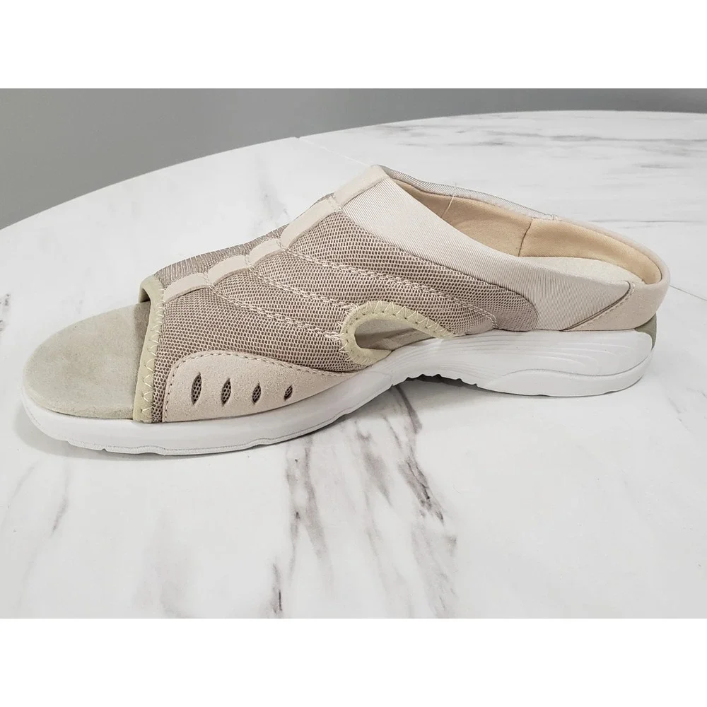 NEW Size 8.5 NARROW‎ Traciee 2 Open Toe Comfort Slide Sandals Tracie Tan Taupe